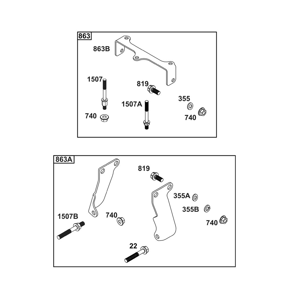 Model 54-61 Engine Accessories Catalog / Muffler Bracket Kits Diagram and Parts List for 54E177-0011-J1  Briggs and Stratton Engine